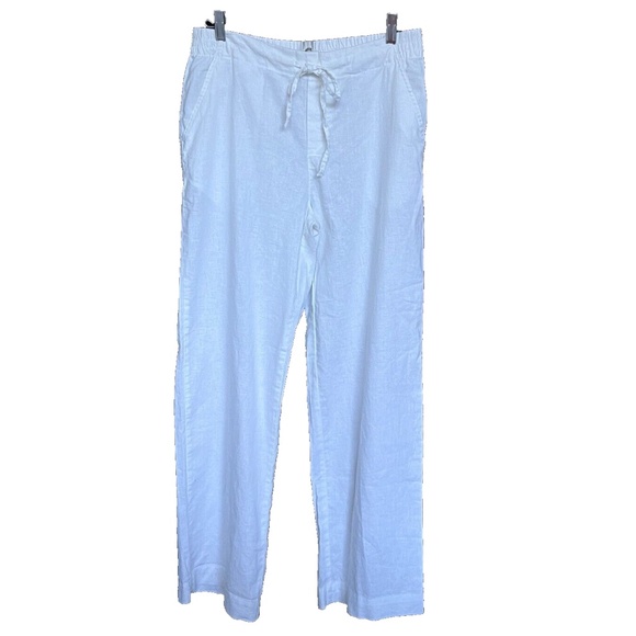 Women's White Drawstring Pants - Picture 1 of 7